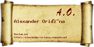 Alexander Oriána névjegykártya
